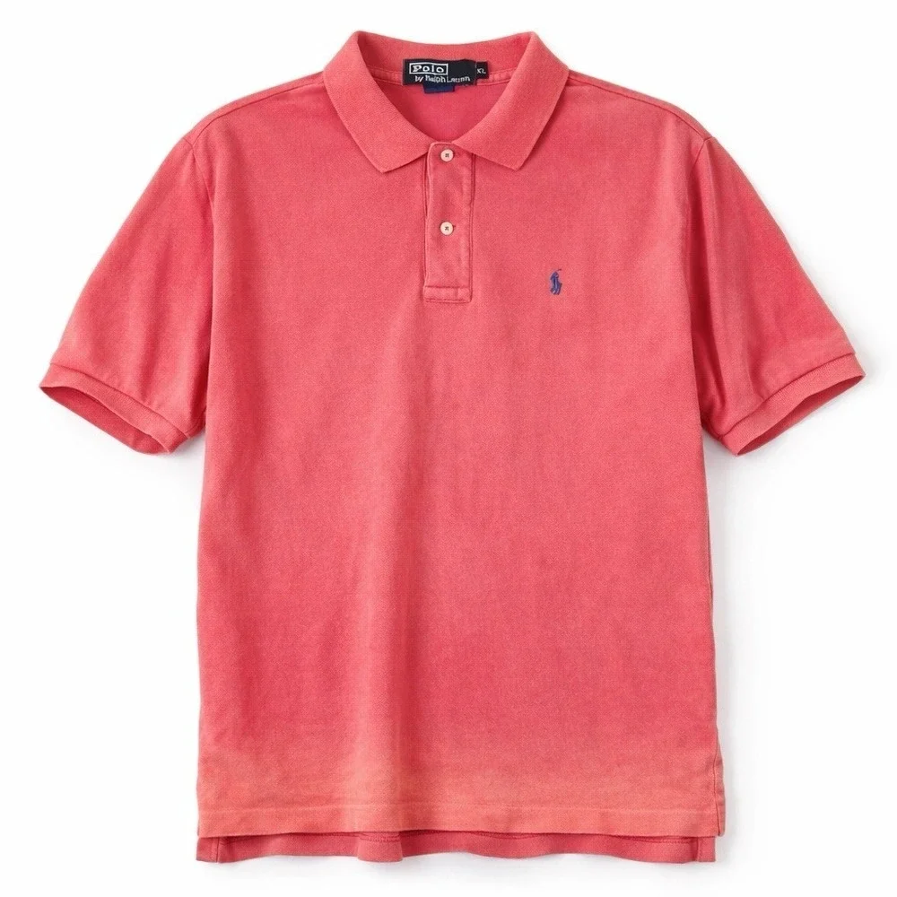 Polo Ralph Lauren Polo‎ Shirt XL Pink Faded Distressed Short Sleeve